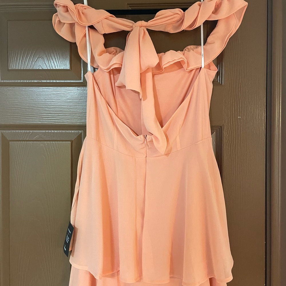 LULUS Peach Ruffle Halter Dress - Picture 7 of 11